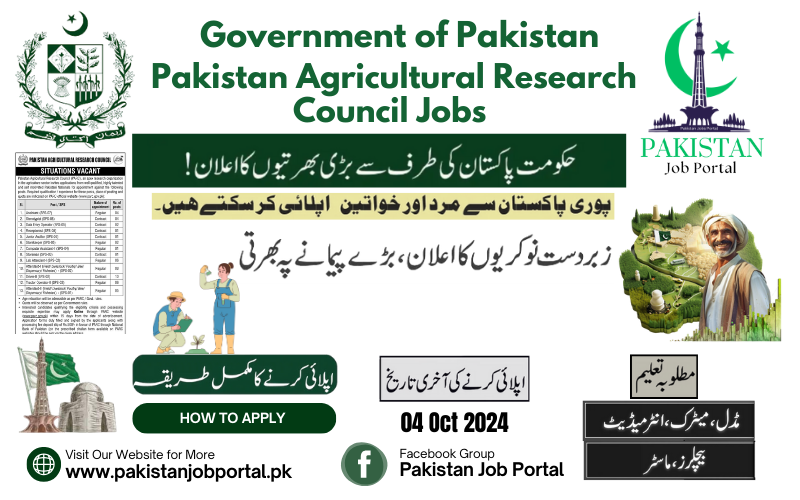 Government of Pakistan Agricultural Research Council Jobs