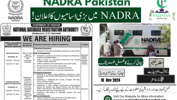 Career Opportunity in NADRA Pakistan 2024