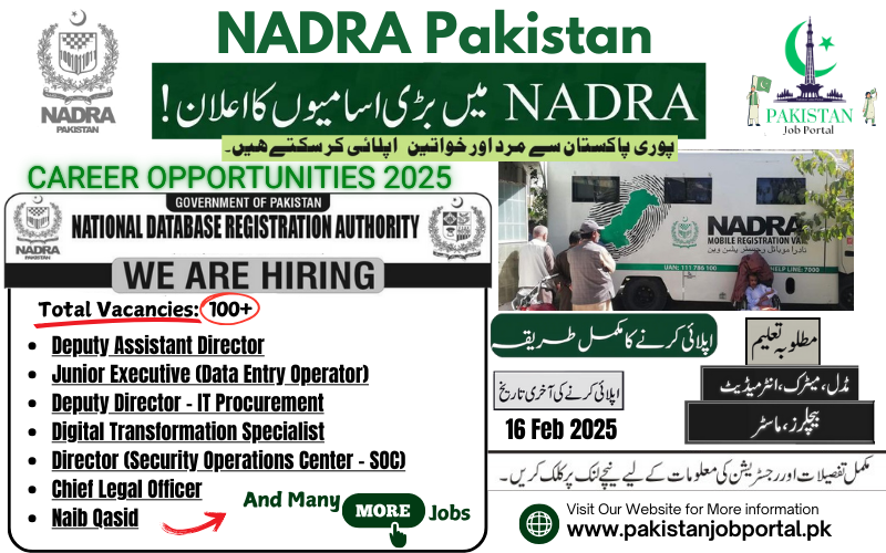 Career Opportunity in NADRA Pakistan 2025